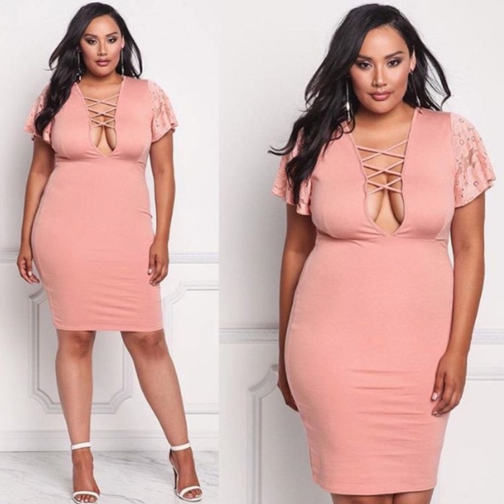 Pink Lace Detail Dress